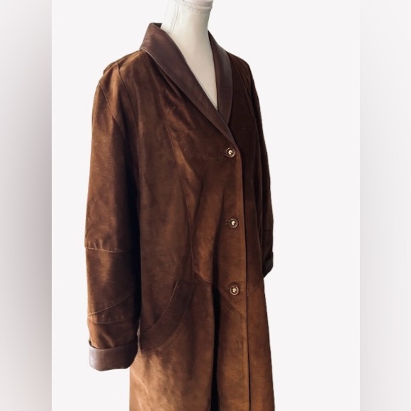 Stunning Estate Brown Leather Suede Jacket Coat Large Medium Designer 90s 80s - Picture 13 of 15